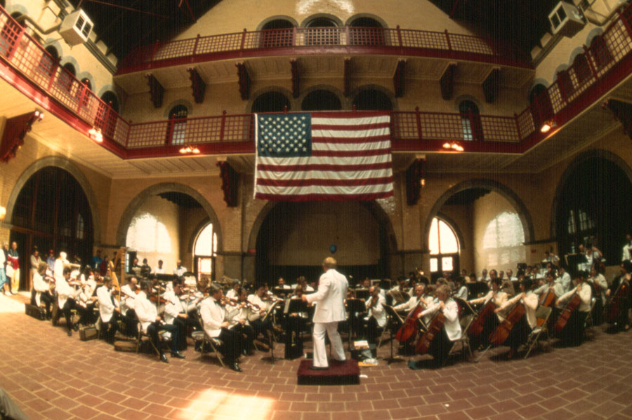 The New Jersey Pops performing in a train station.